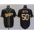 Los Angeles Dodgers #50 Mookie Betts Black Gold AmberGomez World Series Champions Cool Base Stitched Jersey