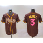 San Diego Padres #3 Jackson Merrill Brown AmberGomez Cool Base Stitched Jerseys
