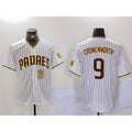 San Diego Padres #9 Jake Cronenworth White AmberGomez Team Logo Stitched Cool Base Jerseys