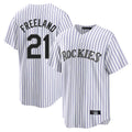 Colorado Rockies #21 Kyle Freeland Player White AmberGomez Game Home Stitched Jerseys