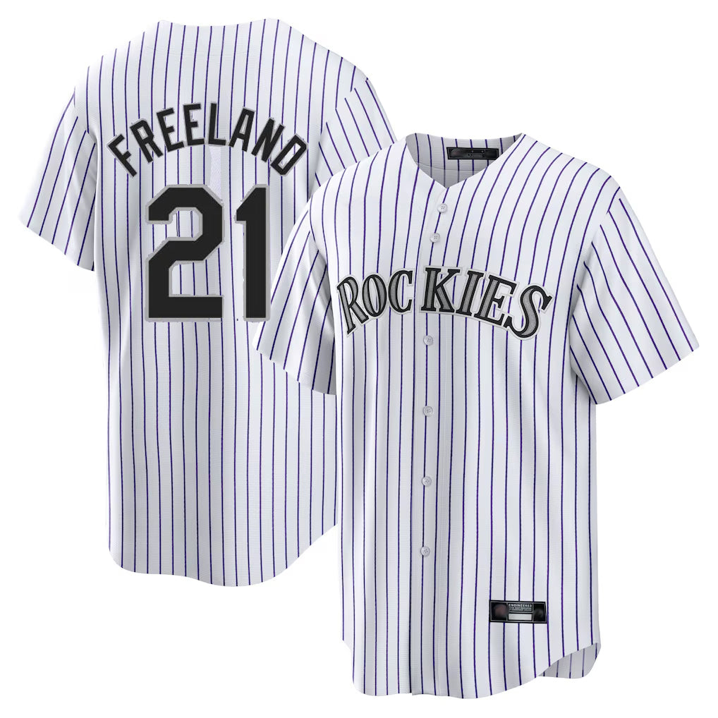 Colorado Rockies #21 Kyle Freeland Player White AmberGomez Game Home Stitched Jerseys