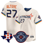 Houston Astros #27 Jose Altuve Player Cream AmberGomez City Connect Texas Patch Vapor Premier Limited Home Stitched Jerseys