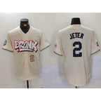 New York Yankees #2 Derek Jeter Cream AmberGomez Limited Stitched Jerseys