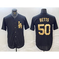 Los Angeles Dodgers #50 Mookie Betts Black Gold AmberGomez Cool Base Stitched Jersey