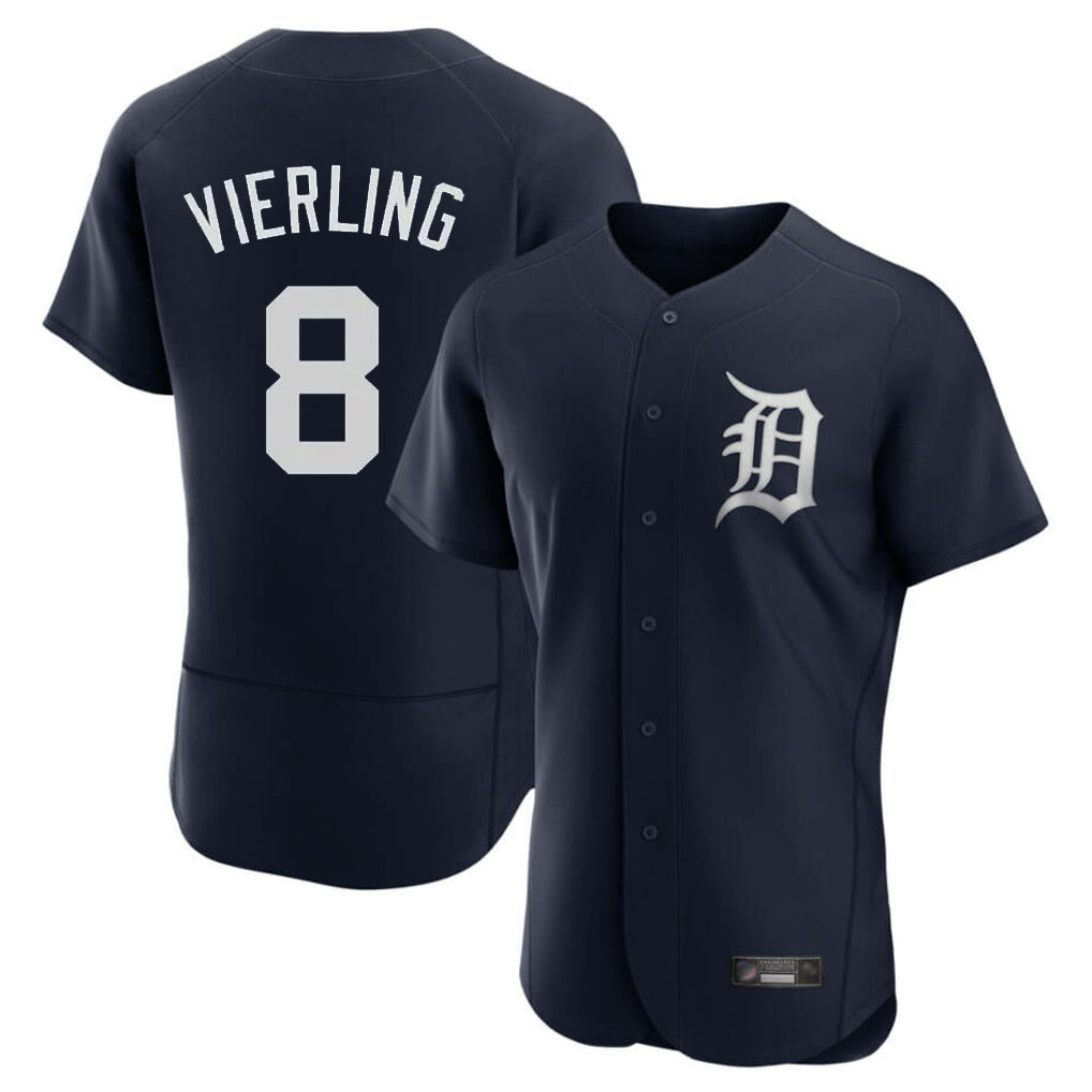 Detroit Tigers #8 Matt Vierling Player Navy AmberGomez Limited Elite Home Stitched Jerseys