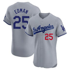 Los Angeles Dodgers #25 Tommy Edman Player Gray AmberGomez Limited Elite Home Stitched Jerseys