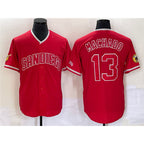 San Diego Padres #13 Manny Machado Red AmberGomez Cool Base Stitched Jersey