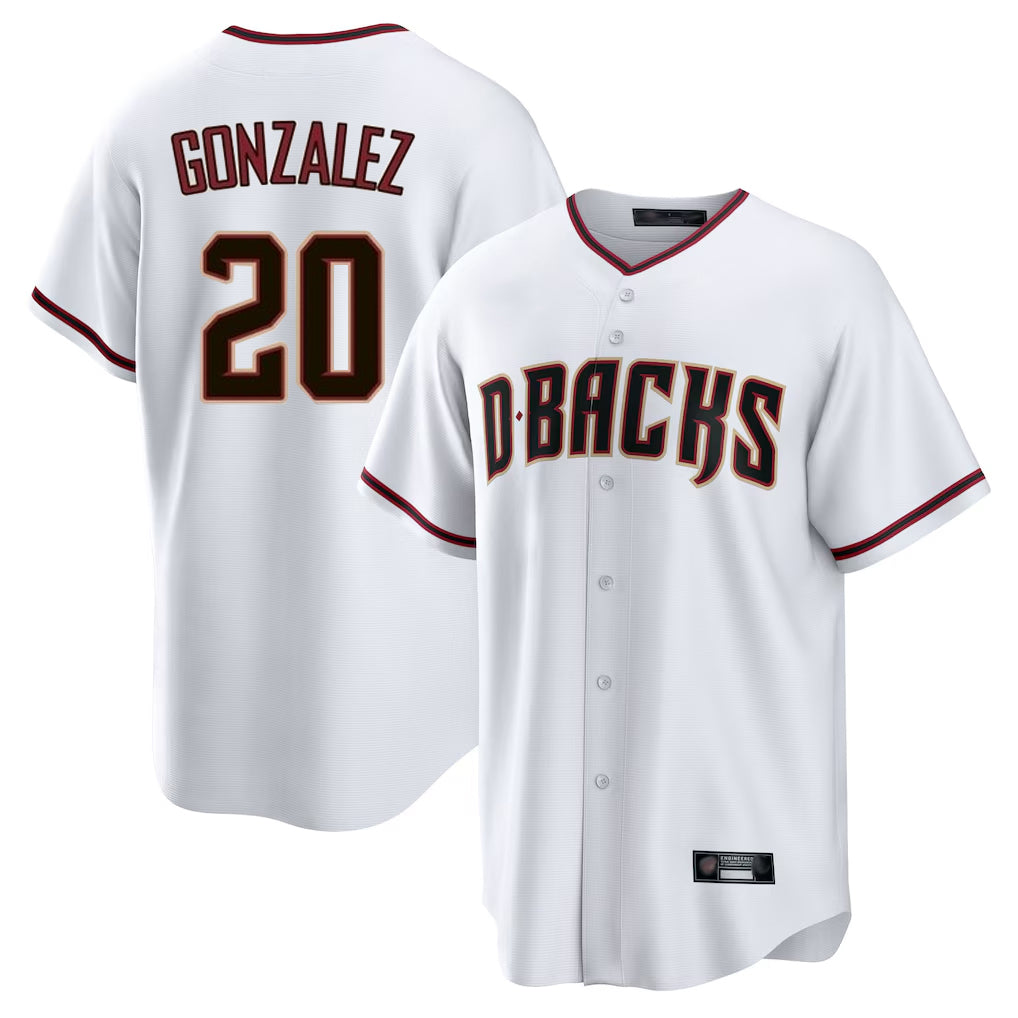 Arizona Diamondbacks #20 Luis Gonzalez Player White AmberGomez Home Game Stitched Jerseys