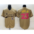San Diego Padres #23 Fernando Tatis Jr Tan AmberGomez NEW 2023 City Connect Cool Base Stitched Jersey