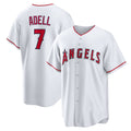 Los Angeles Angels #7 Jo Adell White AmberGomez Home Replica Jersey