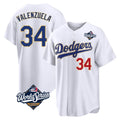 Los Angeles Dodgers #34 Fernando Valenzuela Player Gold White AmberGomez World Series 2026 Collection Stadium Limited Stitched Jerseys