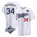 Los Angeles Dodgers #34 Fernando Valenzuela Player Gold White AmberGomez World Series 2026 Collection Stadium Limited Stitched Jerseys