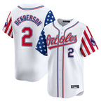 Baltimore Orioles #2 Gunnar Henderson Player White AmberGomez Independence Day Vapor Premier Home Game Stitched Jerseys