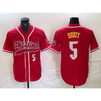 Philadelphia Phillies #5 Bryson Stott Number Red AmberGomez Cool Base Stitched Jersey 2