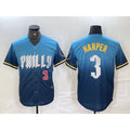 Philadelphia Phillies #3 Bryce Harper Number Blue AmberGomez 2024 City Connect Limited Stitched Jersey 2