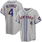 New York Mets #4 Francisco ¨¢lvarez Gray AmberGomez 2023 Cool Base Stitched Jersey