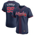 Atlanta Braves #99 Spencer Strider Player Navy AmberGomez Limited Elite Home Game Stitched Jerseys