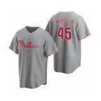 Philadelphia Phillies #45 Zack Wheeler Gray AmberGomez Road Stitched Jersey