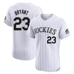 Colorado Rockies #23 Kris Bryant Player White AmberGomez Limited Elite Home Stitched Jerseys