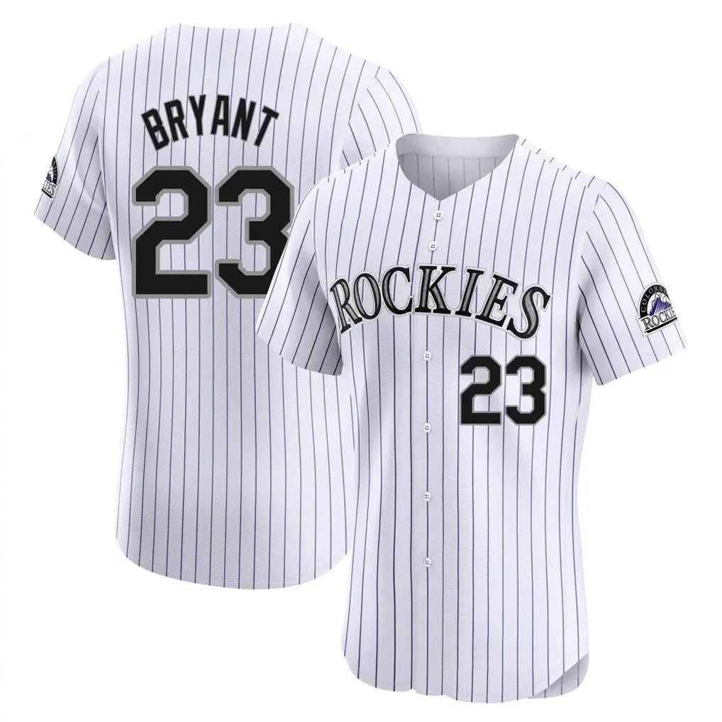 Colorado Rockies #23 Kris Bryant Player White AmberGomez Limited Elite Home Stitched Jerseys