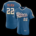Milwaukee Brewers #22 Christian Yelich Mineral Blue AmberGomez 2026 City Connect Authentic Sponsor Patch Jersey