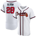 Atlanta Braves 28 Matt Olson White AmberGomez Flex base Jersey