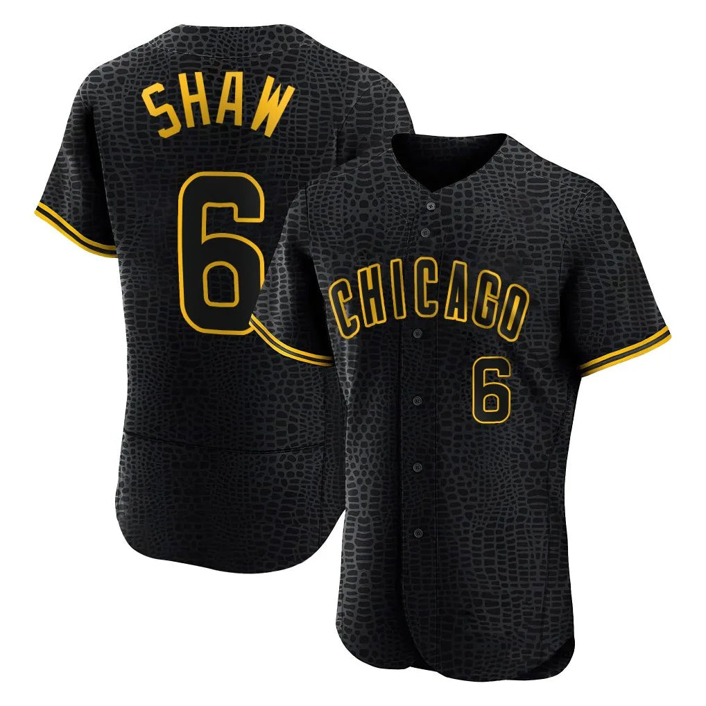 Chicago Cubs #6 Matt Shaw Player Black AmberGomez Snake Skin City Limited Elite Home Game Stitched Jerseys