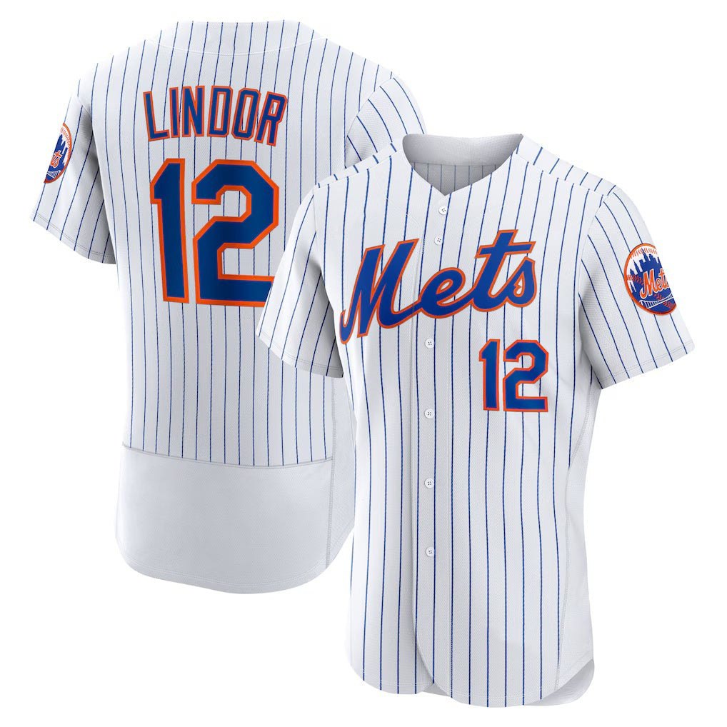 New York Mets #12 Francisco Lindor White AmberGomez Home Authentic Player Jersey