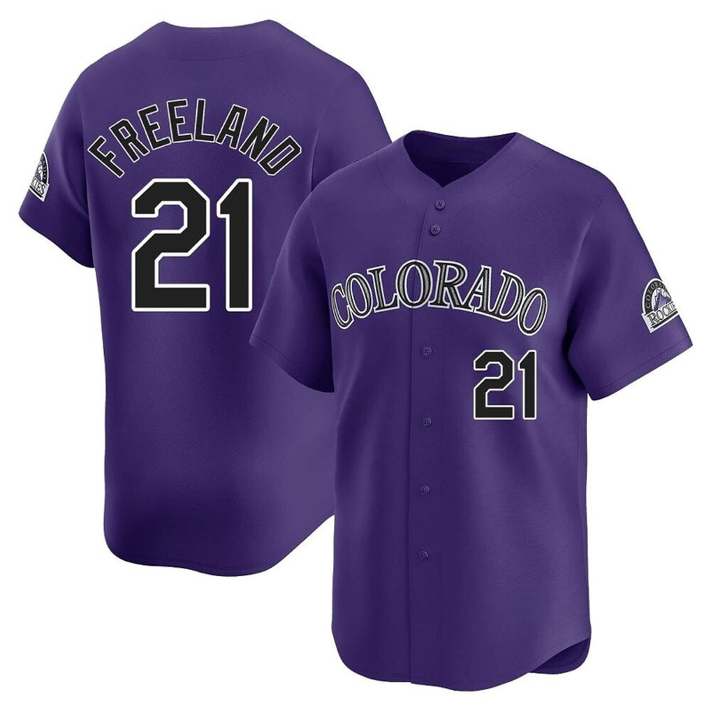 Colorado Rockies #21 Kyle Freeland Player Purple AmberGomez Limited Home Stitched Jerseys