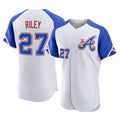 Atlanta Braves #27 Austin Riley Player White AmberGomez City Connect Limited Elite Home Game Stitched Jerseys