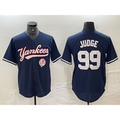 New York Yankees #99 Aaron Judge Navy AmberGomez With Patch Cool Base Stitched Jersey