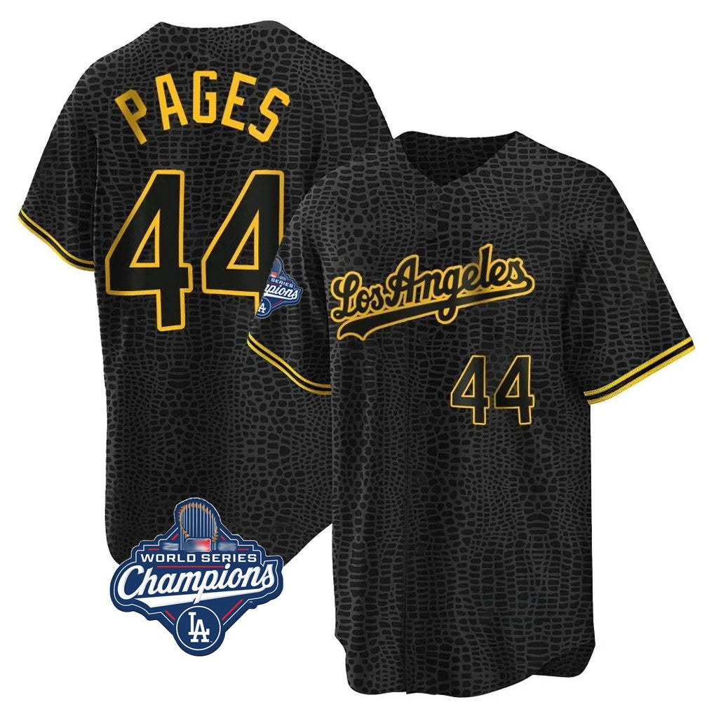 Los Angeles Dodgers #44 Andy Pages Player Black Gold AmberGomez World Series Meet Limited Home Stitched Jerseys