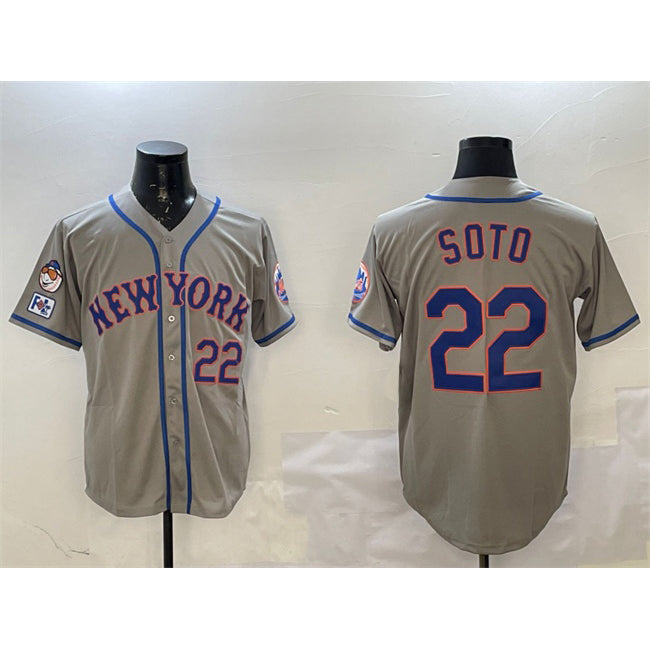 New York Mets #22 Juan Soto Grey AmberGomez 2025 Spring Training Alternate Limited Stitched Jersey