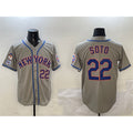 New York Mets #22 Juan Soto Grey AmberGomez 2025 Spring Training Alternate Limited Stitched Jersey