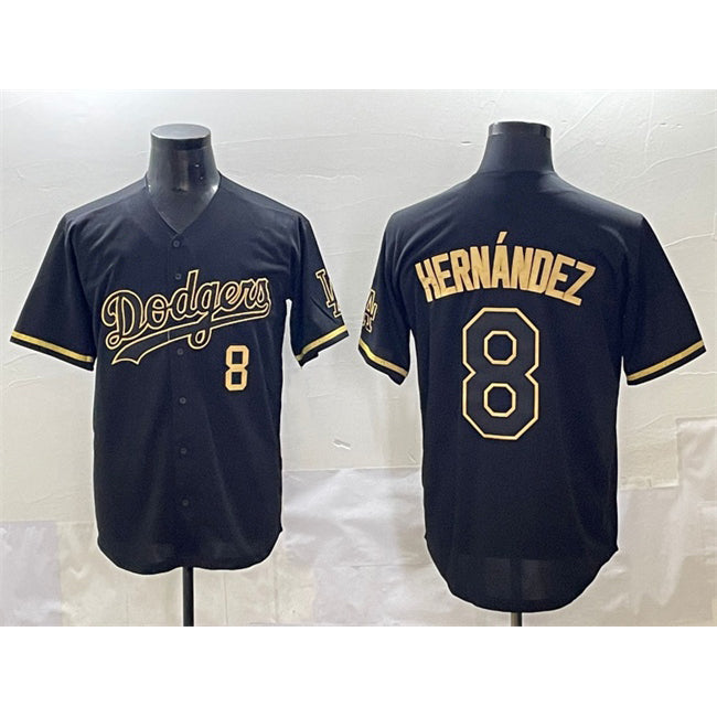 Los Angeles Dodgers #8 Enrique Hern¨¢ndez Black Gold AmberGomez Limited Stitched Jersey