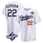 Los Angeles Dodgers #22 Clayton Kershaw Player Gold White AmberGomez World Series 2026 Collection Stadium Limited Stitched Jerseys