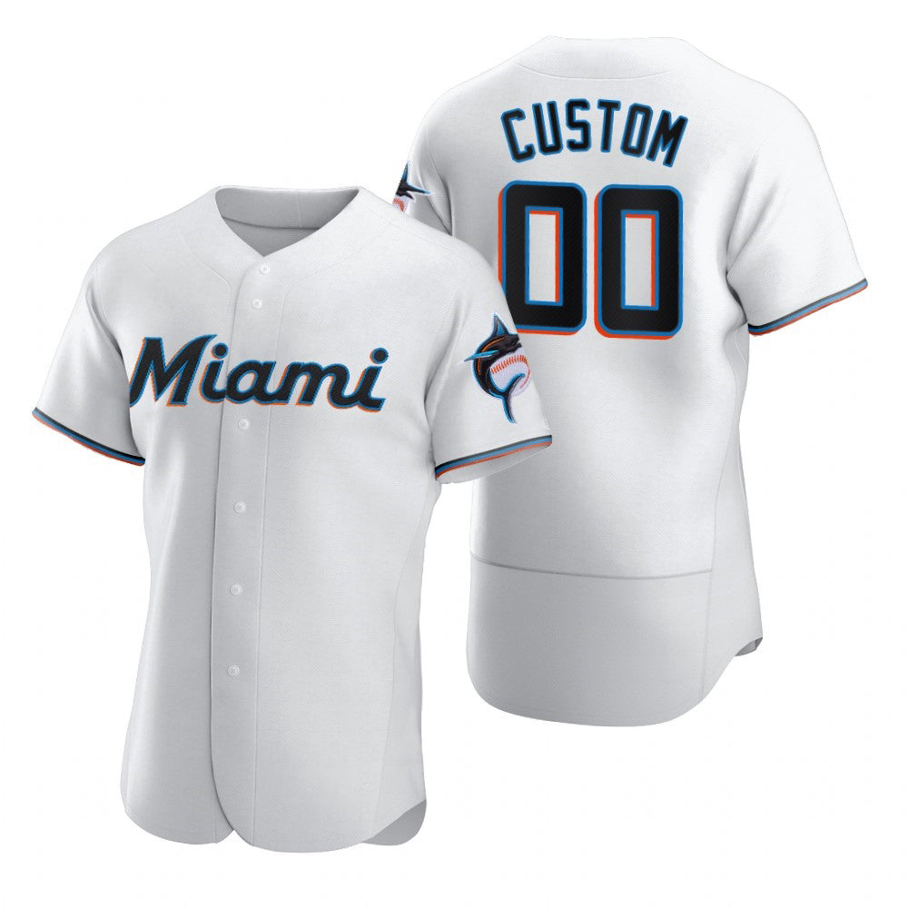 Custom Miami Marlins White AmberGomez 2020 Stitched Flex Base Jersey