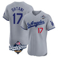 Los Angeles Dodgers #17 Shohei Ohtani Player Gray AmberGomez World Series Limited Elite Home Stitched Jerseys