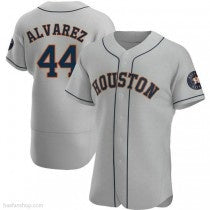 Houston Astros #44 Yordan Alvarez Authentic Gray AmberGomez Road Jerseys
