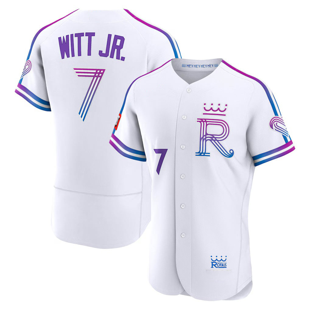 Kansas City Royals #7 Bobby Witt Jr. White AmberGomez 2026 City Connect Authentic Sponsor Patch Jersey