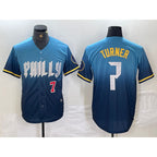 Philadelphia Phillies #7 Trea Turner Number Blue AmberGomez 2024 City Connect Limited Stitched Jerseys
