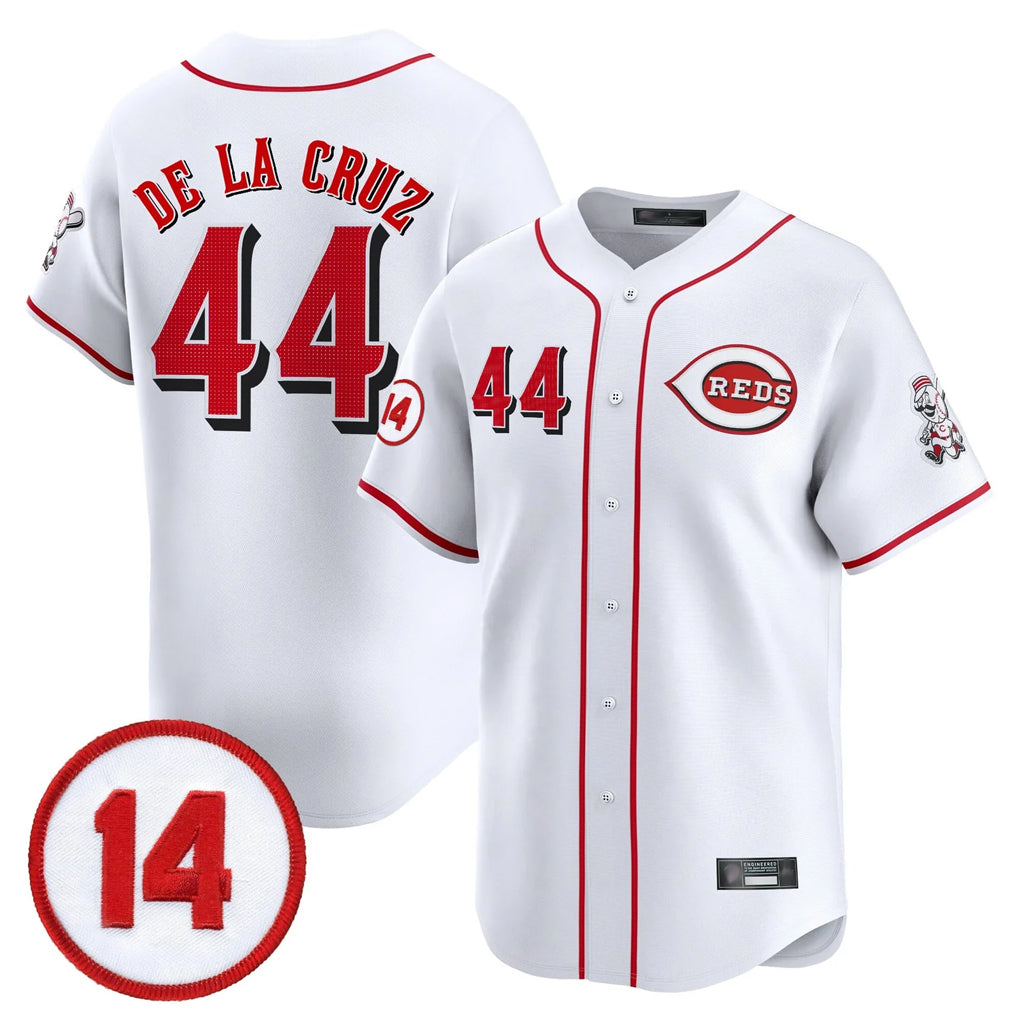 Cincinnati Reds #44 Elly De La Cruz Player White AmberGomez Vapor Premier Limited Home Stitched Jerseys