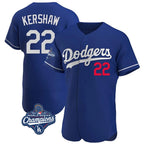 Los Angeles Dodgers #22 Clayton Kershaw Player Royal AmberGomez World Series Meet Limited Elite Home Stitched Jerseys