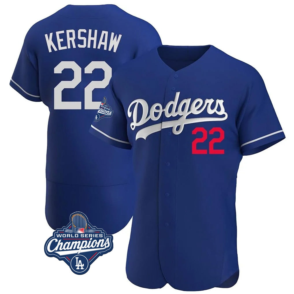 Los Angeles Dodgers #22 Clayton Kershaw Player Royal AmberGomez World Series Meet Limited Elite Home Stitched Jerseys