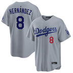 Los Angeles Dodgers #8 Enrique Hern¨¢ndez Player Gray AmberGomez Game Home Stitched Jerseys