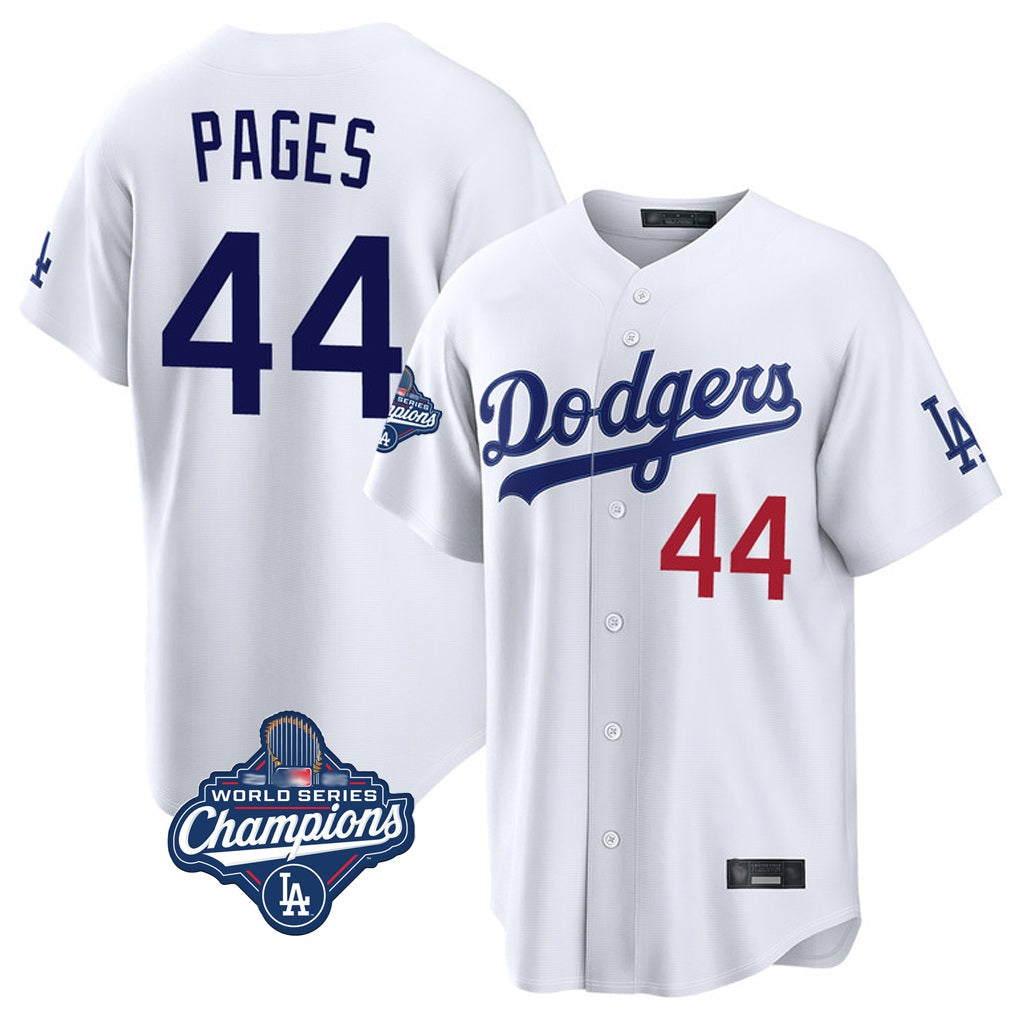 Los Angeles Dodgers #44 Andy Pages Player White AmberGomez World Series Meet Home Game Stitched Jerseys