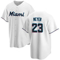 Miami Marlins #23 Max Meyer White AmberGomez Cool Base Stitched Jersey