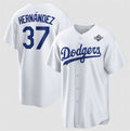 Los Angeles Dodgers #37 Teoscar Hern¨¢ndez White AmberGomez 2025 World Series Home Cool Base Stitched Jersey