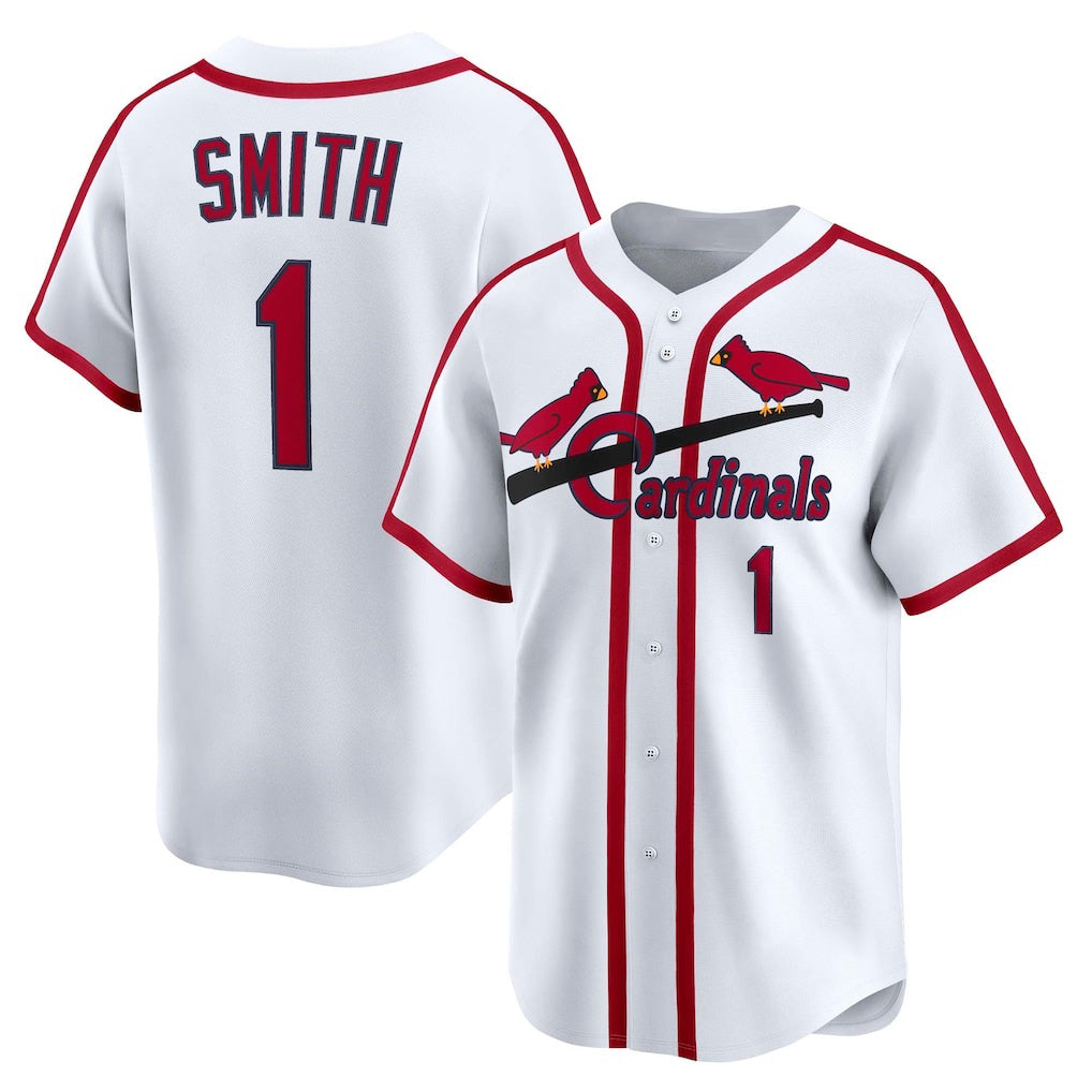 St. Louis Cardinals #1 Ozzie Smith White AmberGomez Throwback Cooperstown Collection Limited Jersey