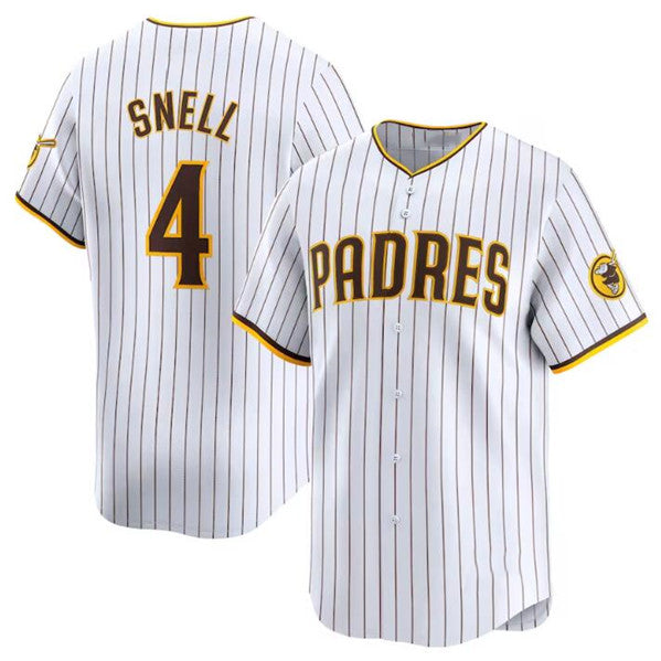 San Diego Padres #4 Blake Snell White AmberGomez 2024 Home Limited Stitched Jersey